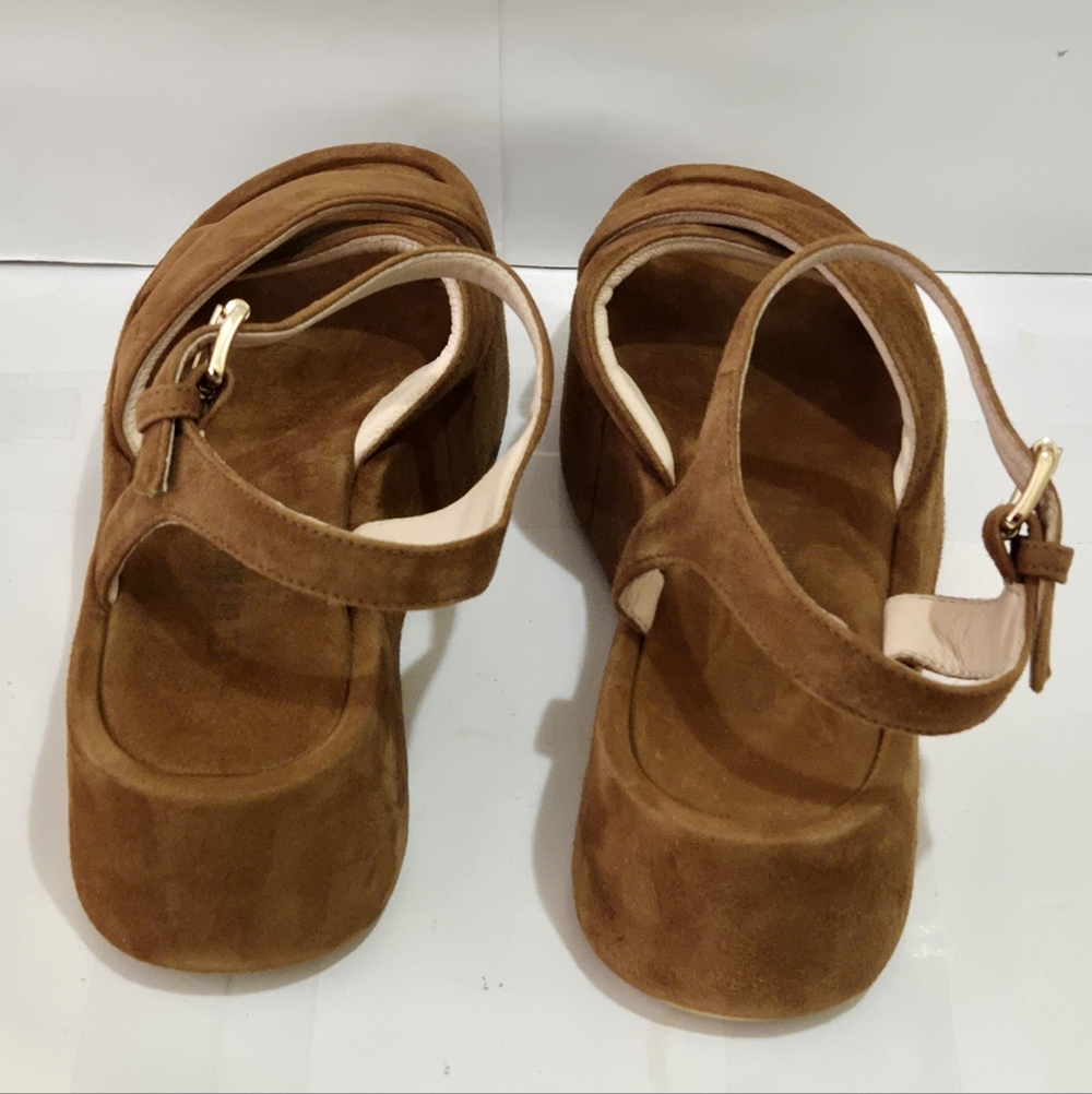 La Canadienne Kinsley Woman's Platform Sandals‎ Chestnut Brown Suede - Picture 4 of 8